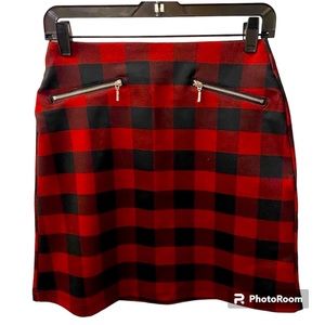 Maurices Black Red Checkered Buffalo Plaid Mini Skirt Size XS